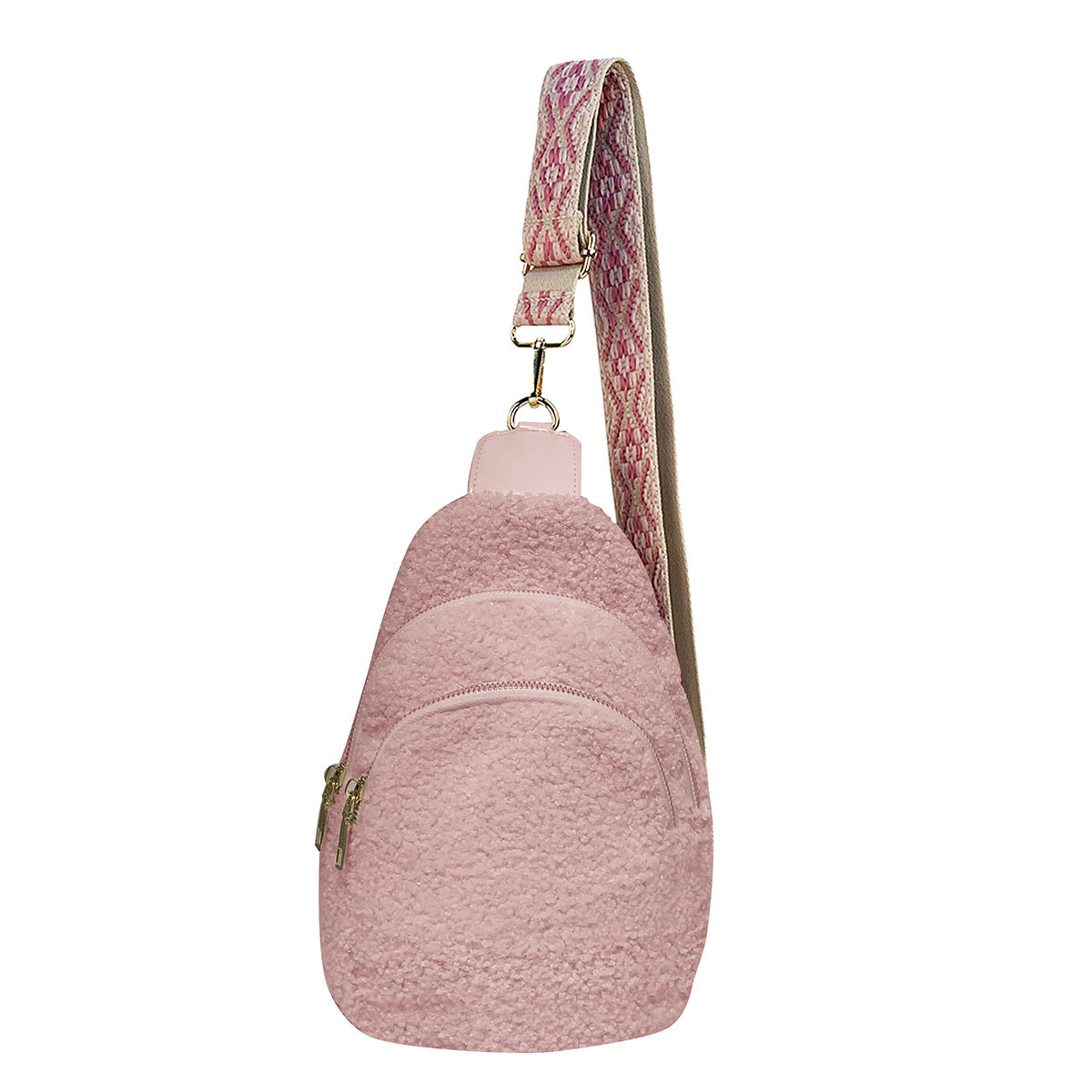 Wholesale Autumn and Winter Wide Shoulder Straps Crossbody Bags Sherpa Plush Chest Bags